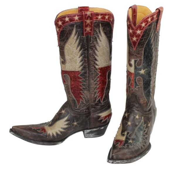 Old Gringo Americana Where Eagles Fly Inlay Western Cowboy Boot Size 8.5 - Picture 5 of 10